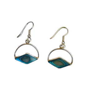 Vintage Alpaca Silver Abalone Shell Earrings Mexico Taxco Southwestern Boho